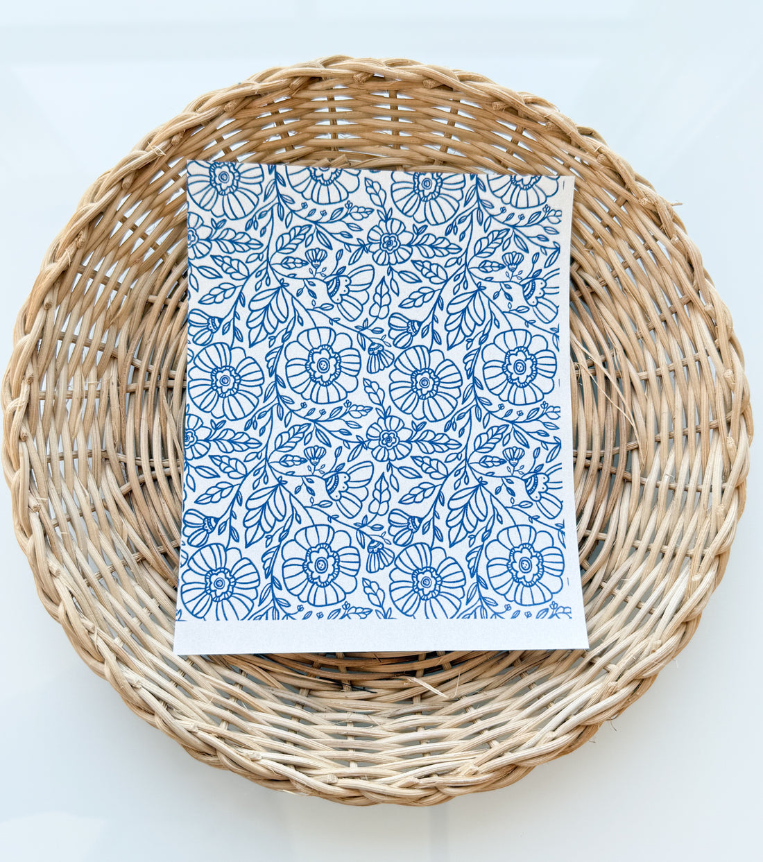 Blue Flower Doodle Clay Transfer Paper