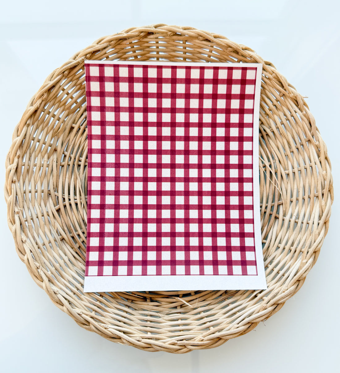 Gingham Cranberry Clay Transfer Paper