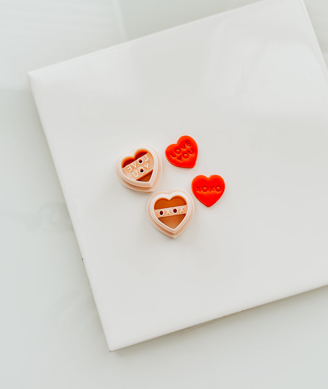 Stud Conversation Hearts Clay Cutter - Love You & XOXO