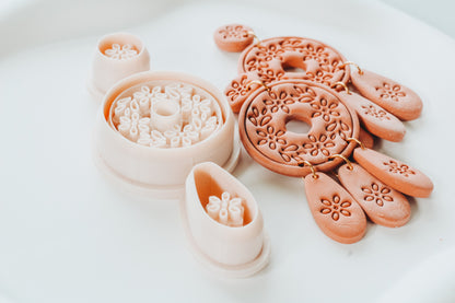 Maria  - Mexican Talavera Inspired 3 Piece Set Clay Cutter