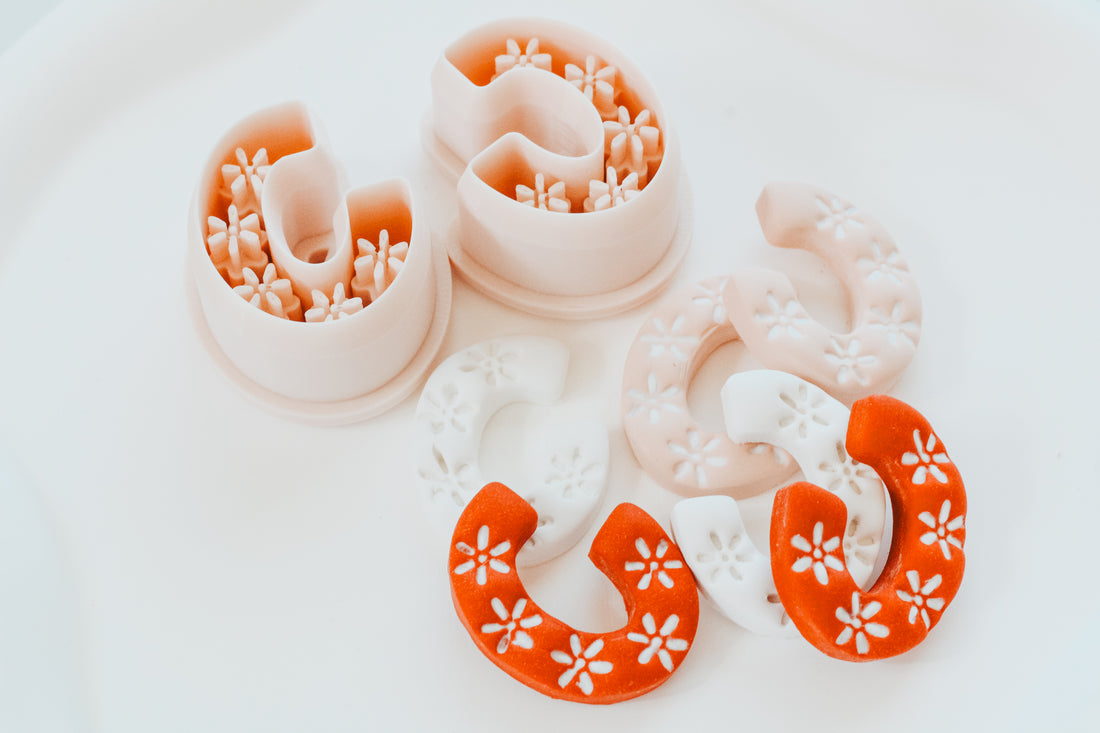 Moroccan Flower Hoop / Huggie Clay Cutter Mirrored Set