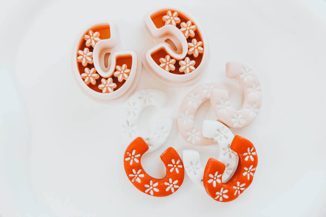 Moroccan Flower Hoop / Huggie Clay Cutter Mirrored Set