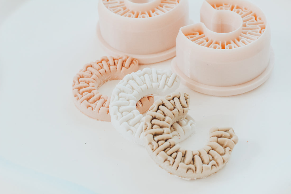 Rattan Inspired Hoop / Huggie Clay Cutter Mirrored Set