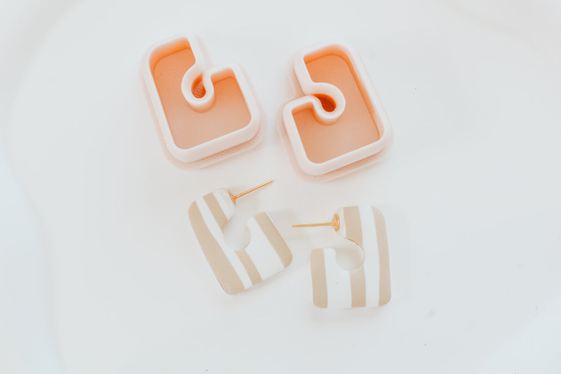 Basic Squared Hoop / Huggie Clay Cutter Mirrored Set