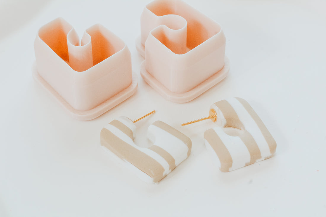 Basic Squared Hoop / Huggie Clay Cutter Mirrored Set