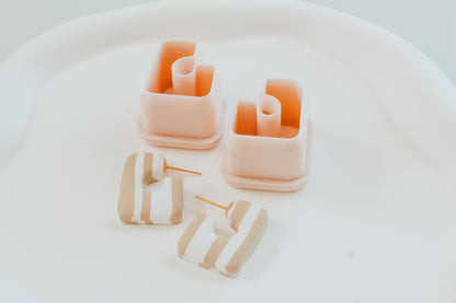 Basic Squared Hoop / Huggie Clay Cutter Mirrored Set