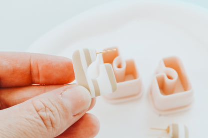 Basic Squared Hoop / Huggie Clay Cutter Mirrored Set