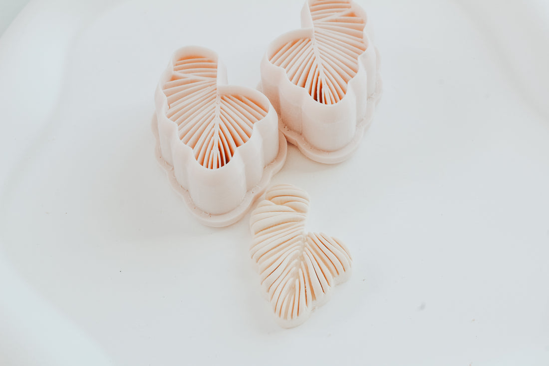 Tropical Leaf Hoop / Huggie Clay Cutter Mirrored Set