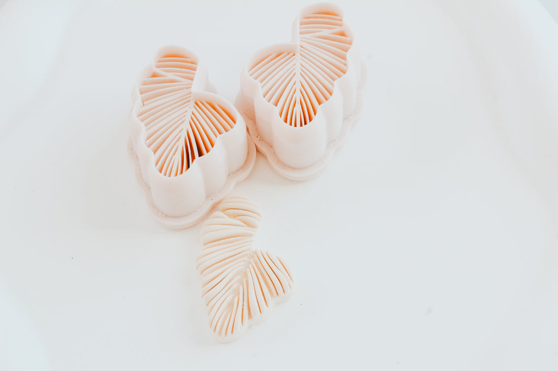 Tropical Leaf Hoop / Huggie Clay Cutter Mirrored Set