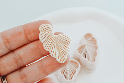 Tropical Leaf Hoop / Huggie Clay Cutter Mirrored Set