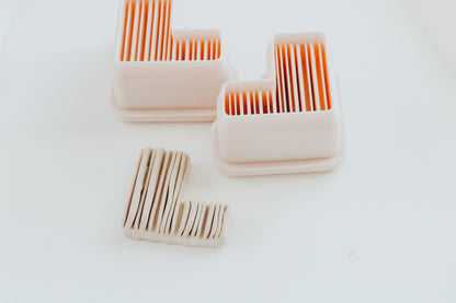 Uneven Square Lined Hoop / Huggie Clay Cutter Mirrored Set