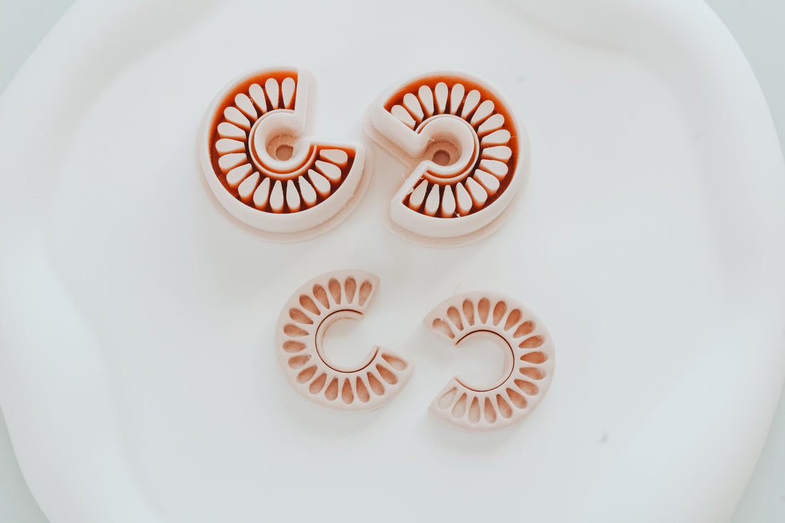 Talavera Inspired Hoop / Huggie Clay Cutter Mirrored Set