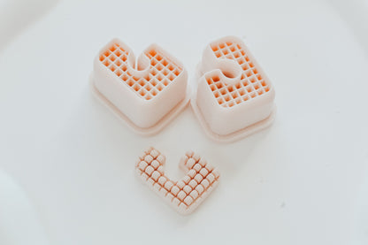 Trendy Checkered Hoop / Huggie Clay Cutter Mirrored Set
