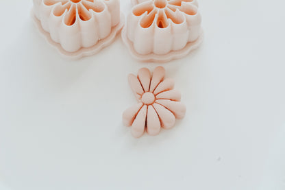Abstract Flower Hoop / Huggie Clay Cutter Mirrored Set