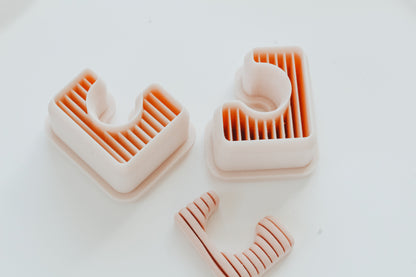 Ribbed Rectangle Hoop / Huggie Clay Cutter Mirrored Set