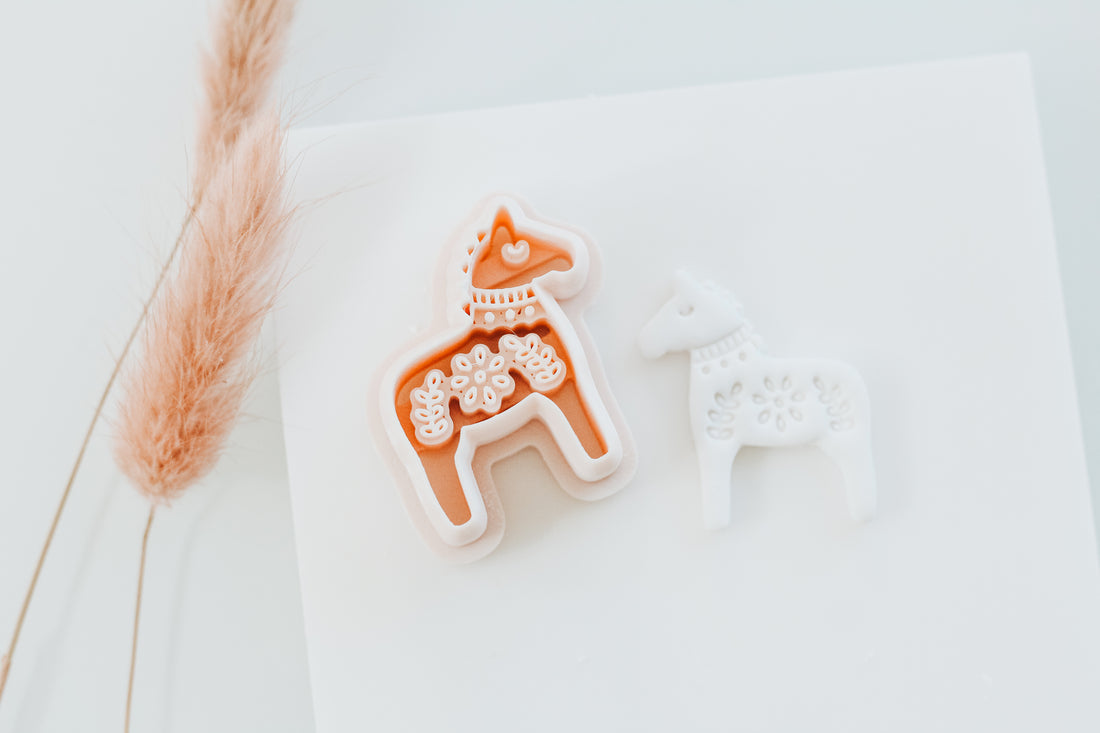 NEW! Folk Art Winter Horse Mirrored Clay Cutter Set