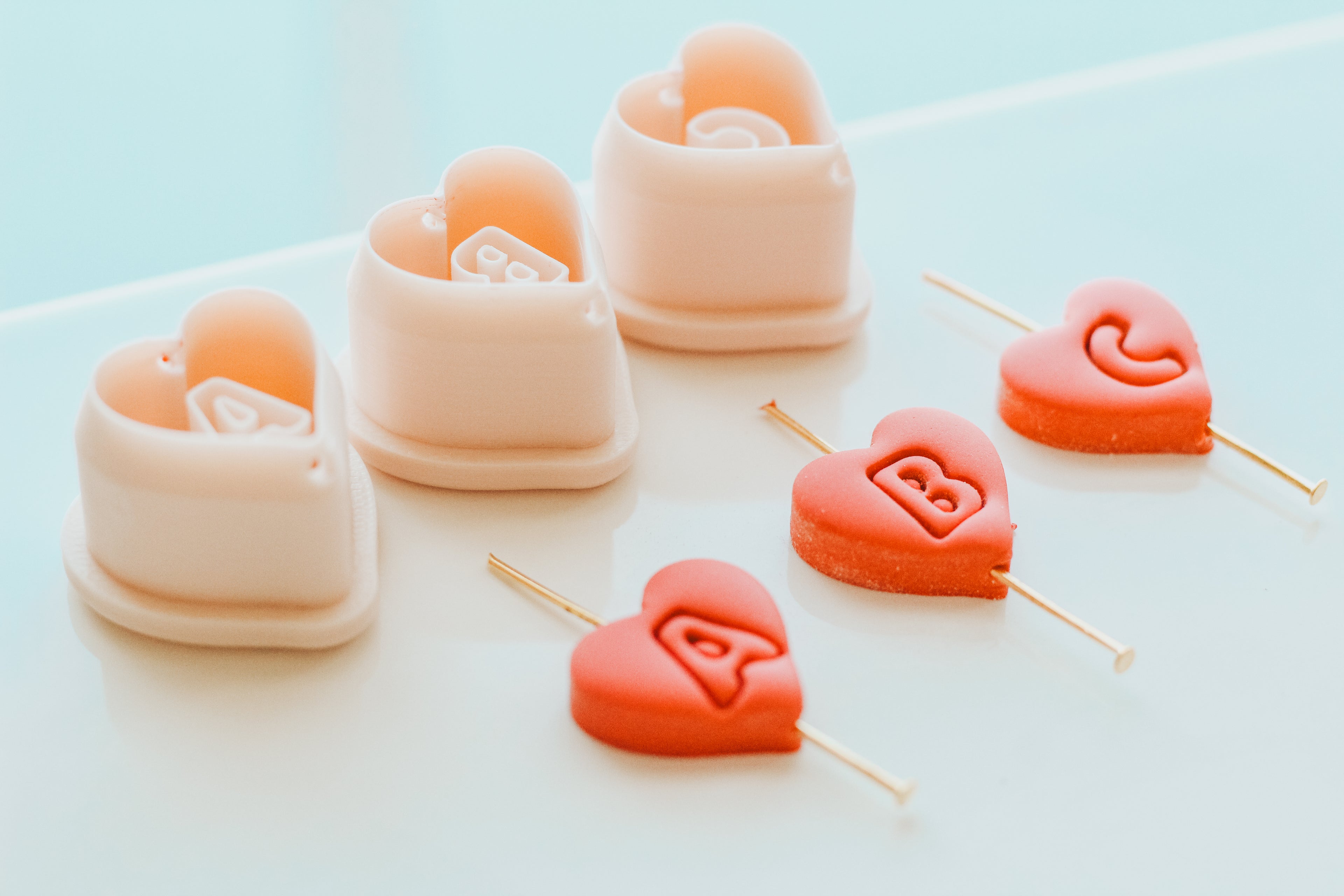 Bead Heart Charm Monogram Clay Cutters .75 Inches - Full Set 26 Letters Included