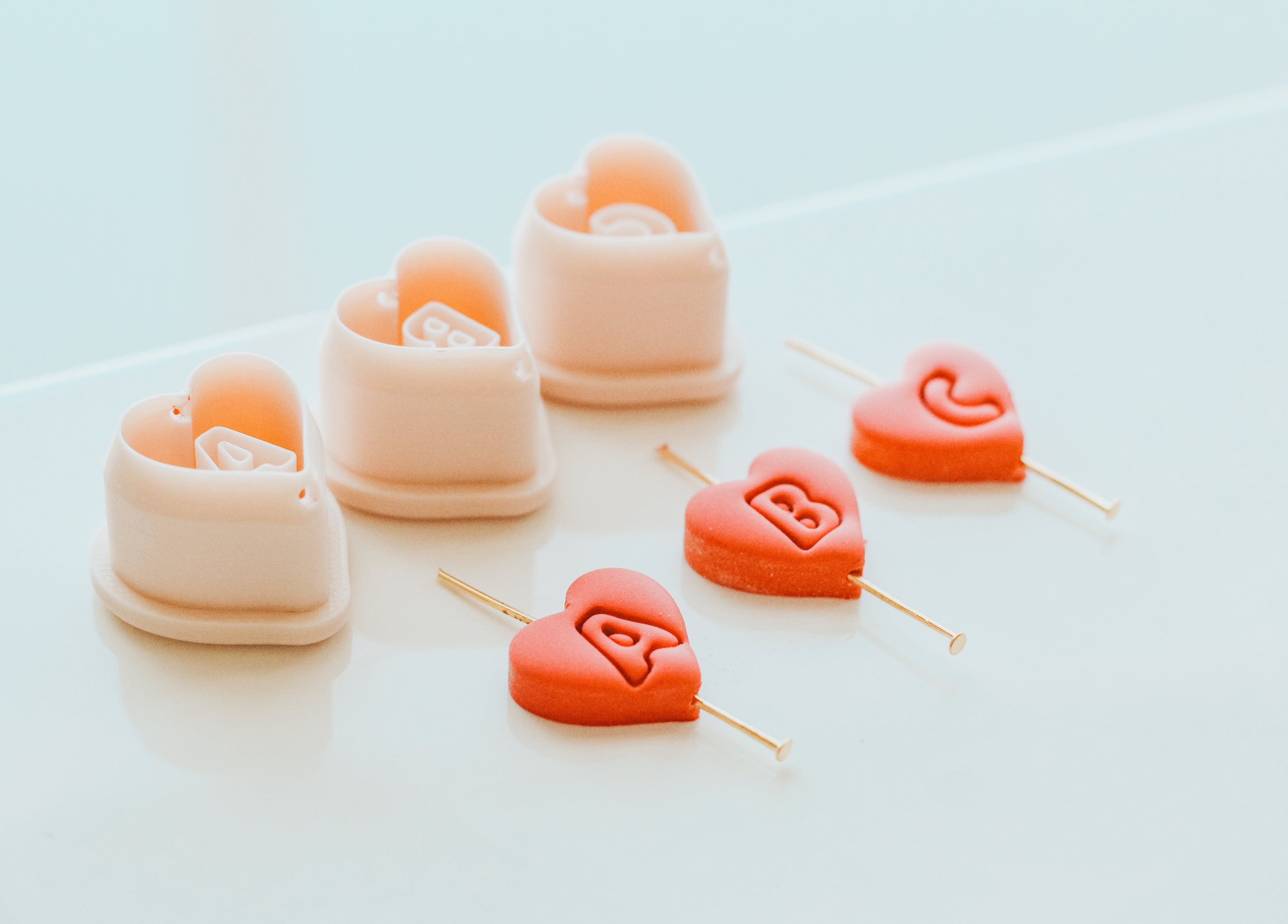 Bead Heart Charm Monogram Clay Cutters .75 Inches - Full Set 26 Letters Included