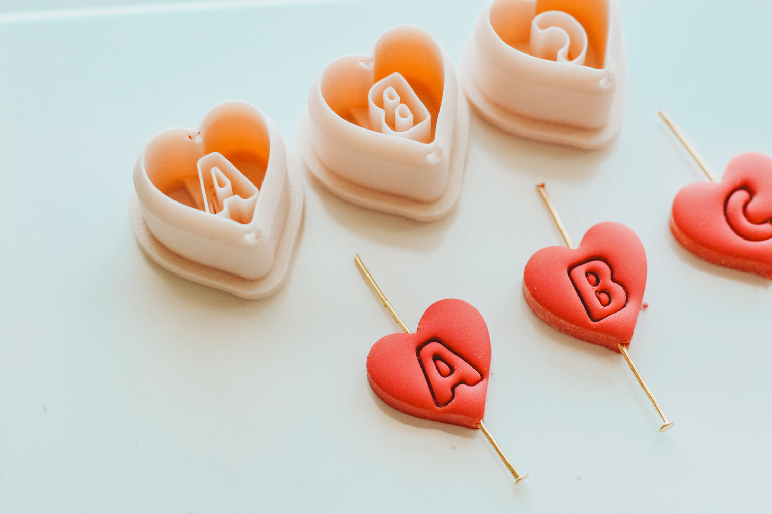 Bead Heart Charm Monogram Clay Cutters .75 Inches - Full Set 26 Letters Included