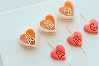 Bead Heart Charm Monogram Clay Cutters .75 Inches - Full Set 26 Letters Included