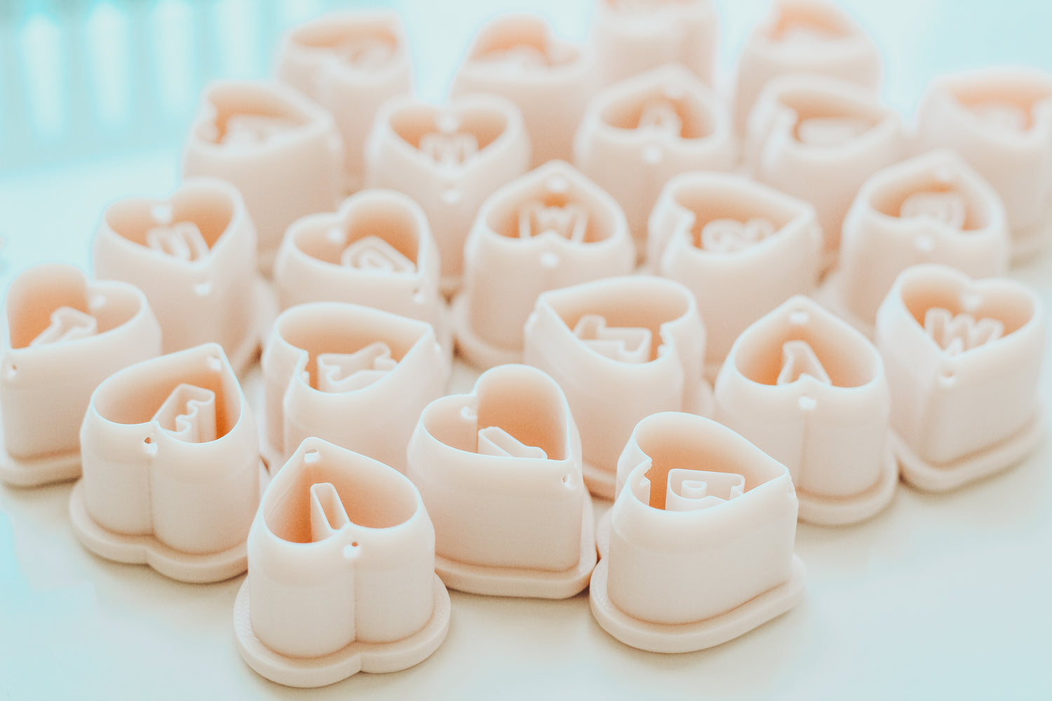 Bead Heart Charm Monogram Clay Cutters .75 Inches - Full Set 26 Letters Included