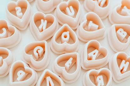 Bead Heart Charm Monogram Clay Cutters .75 Inches - Full Set 26 Letters Included