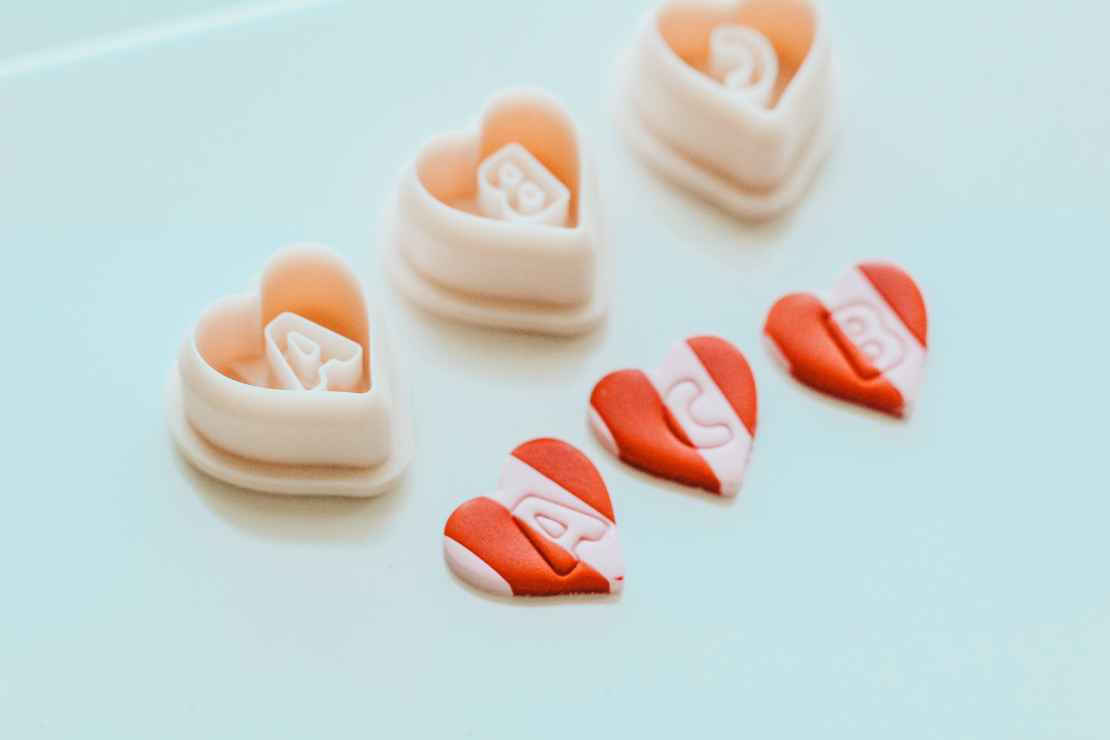 Heart Monogram Clay Cutters .75 Inches - Full Set 26 Letters Included