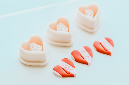 Heart Monogram Clay Cutters .75 Inches - Full Set 26 Letters Included