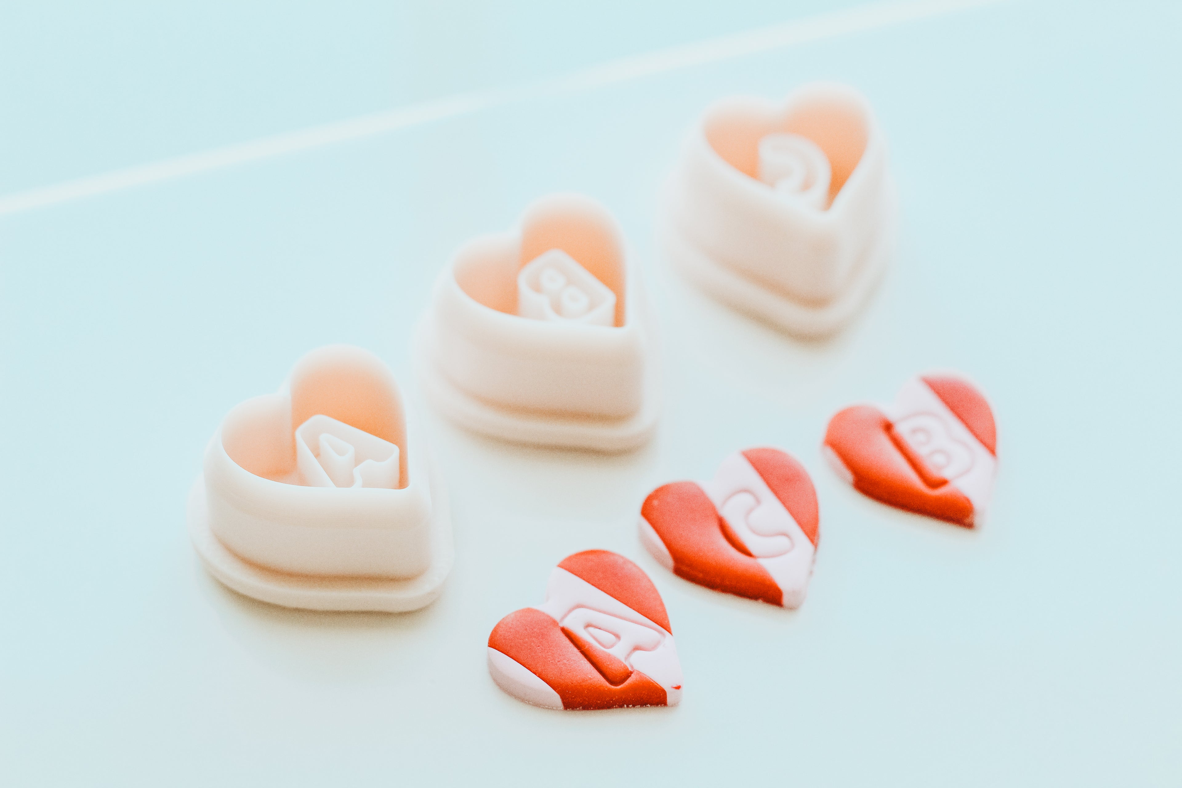 Heart Monogram Clay Cutters .75 Inches - Full Set 26 Letters Included