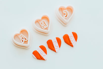 Heart Monogram Clay Cutters .75 Inches - Full Set 26 Letters Included