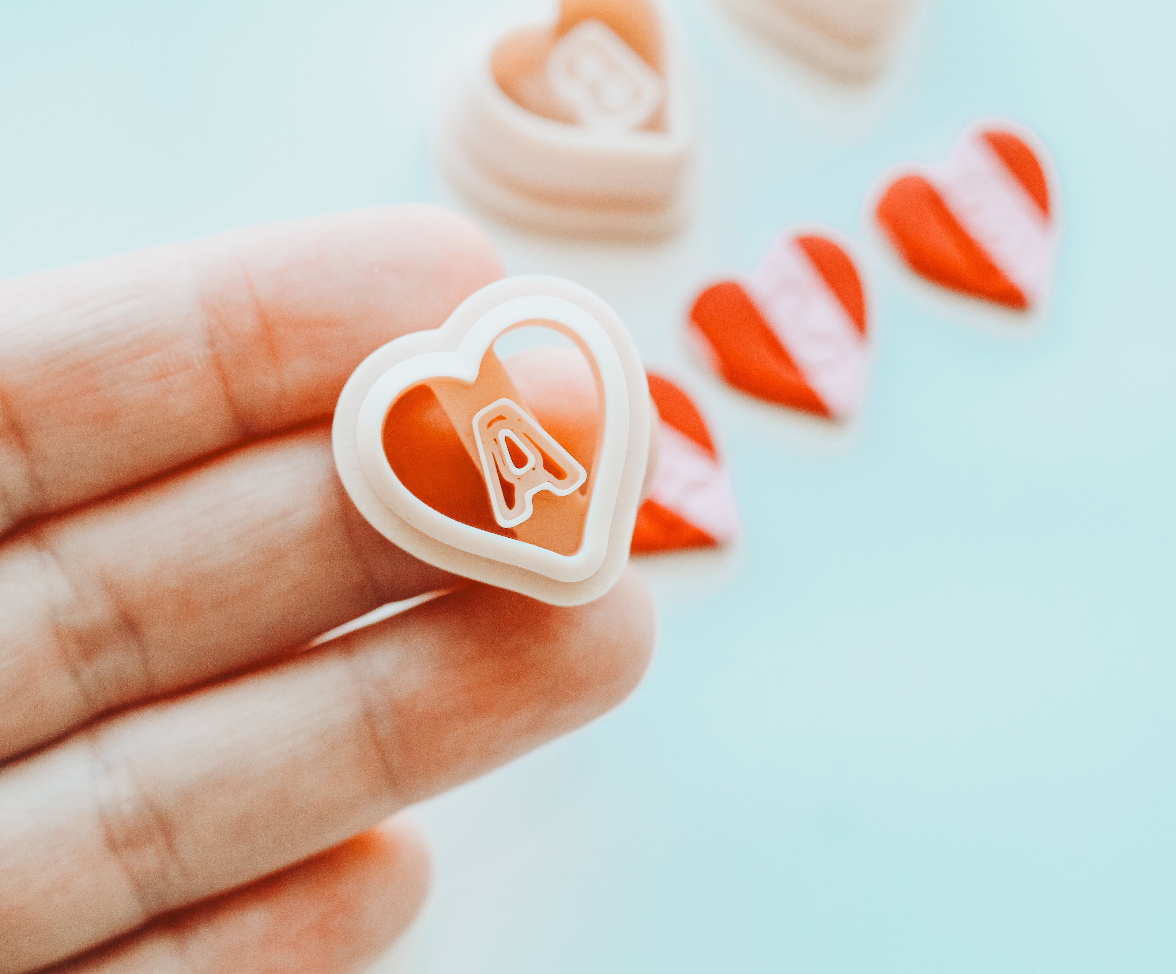 Heart Monogram Clay Cutters .75 Inches - Full Set 26 Letters Included