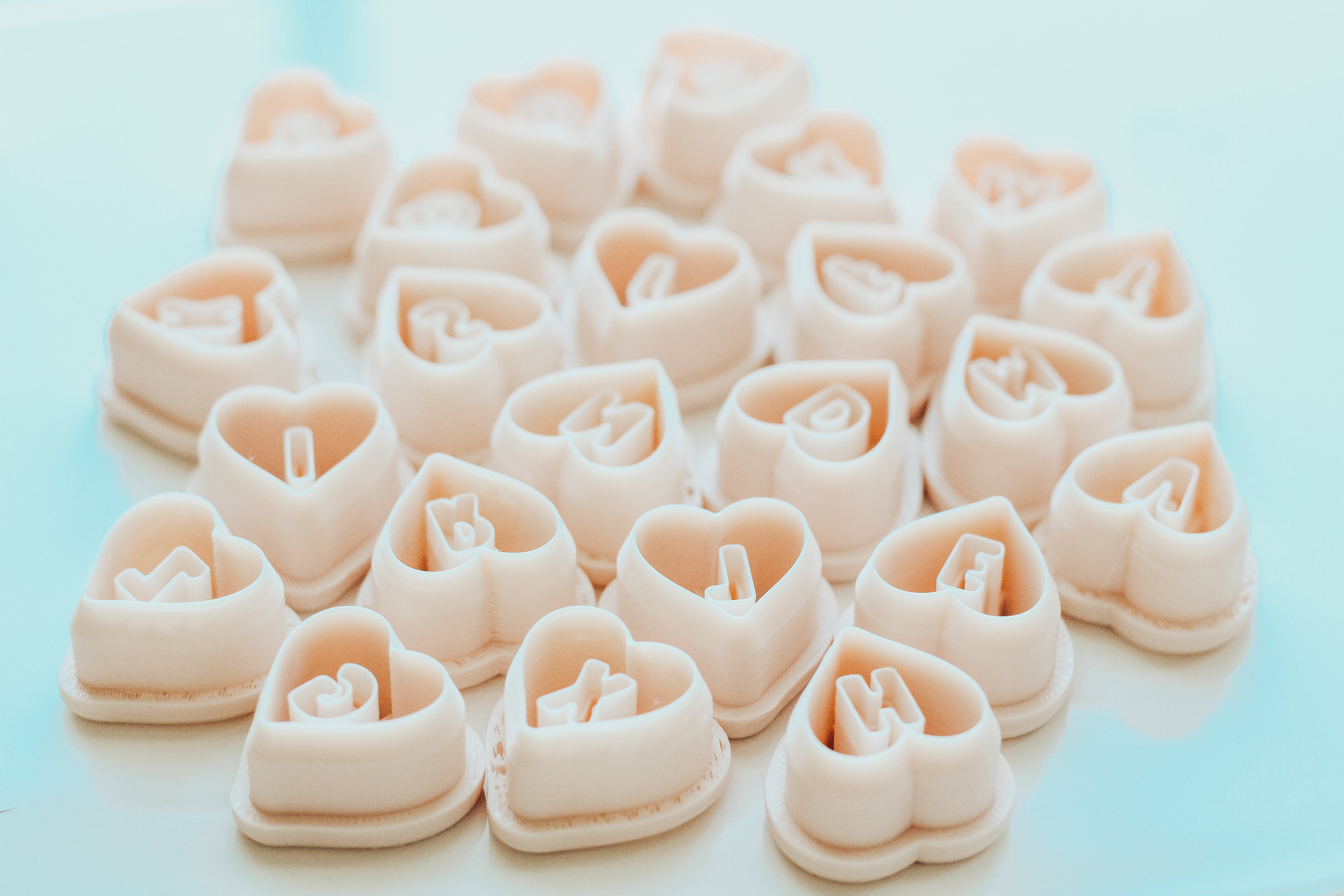 Heart Monogram Clay Cutters .75 Inches - Full Set 26 Letters Included