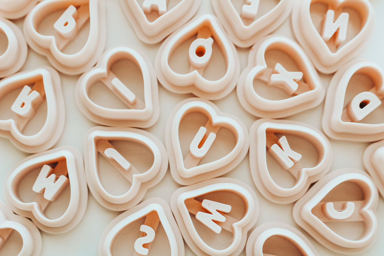 Heart Monogram Clay Cutters .75 Inches - Full Set 26 Letters Included