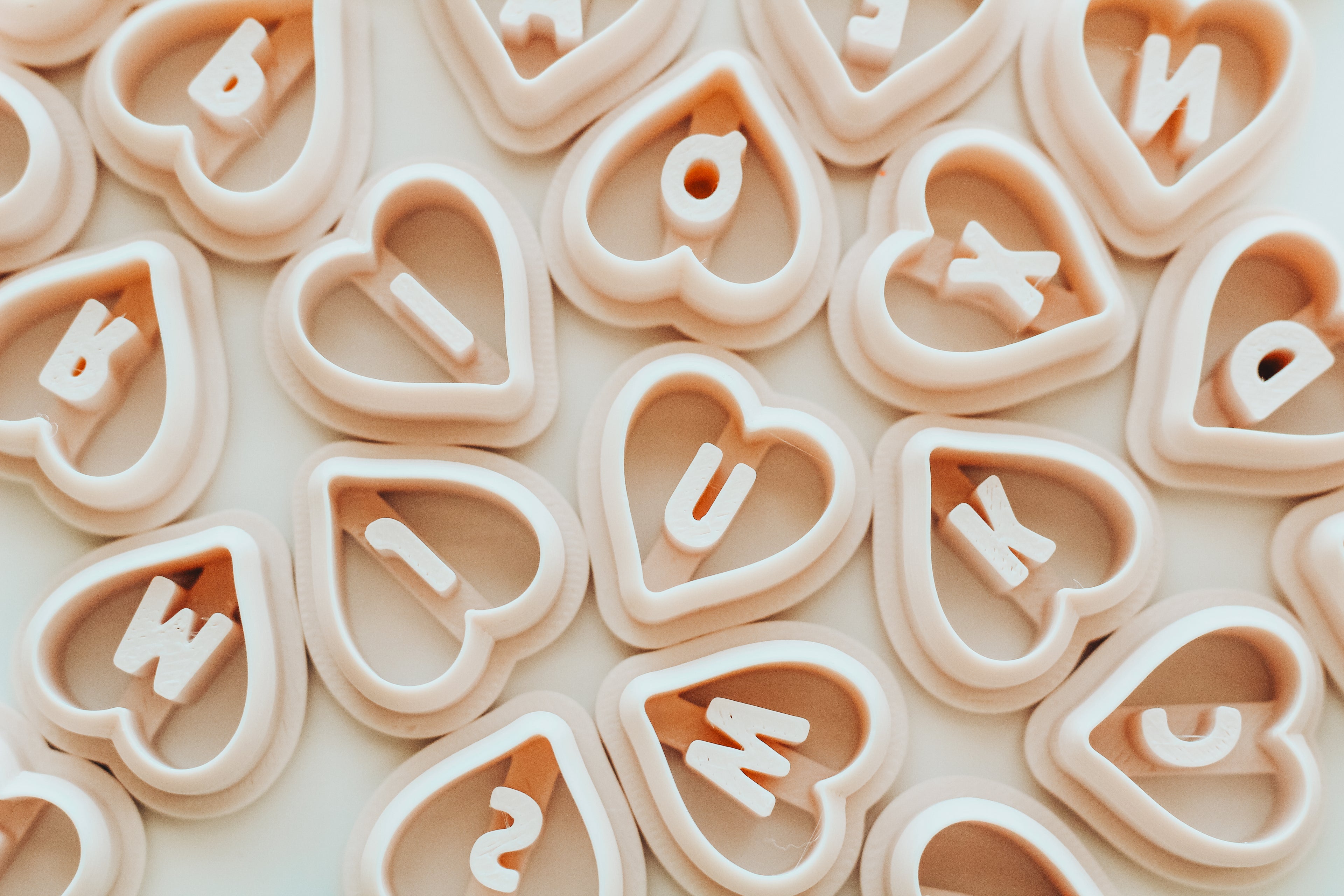 Heart Monogram Clay Cutters .75 Inches - Full Set 26 Letters Included