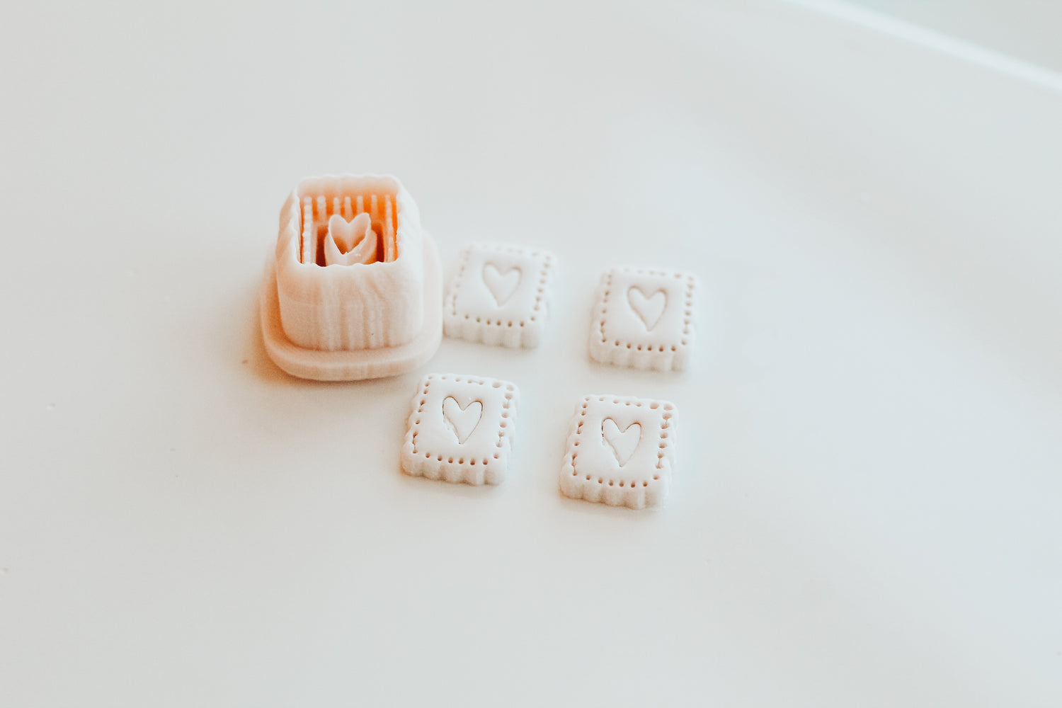 Handdrawn Heart Charm Extra Dainty Precision Clay Cutter Mirror Set