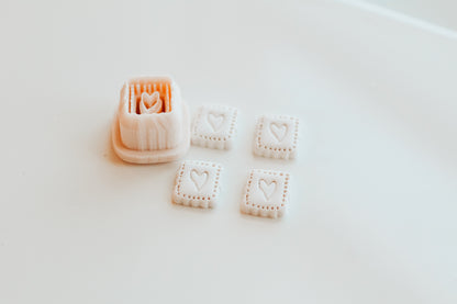 Handdrawn Heart Charm Extra Dainty Precision Clay Cutter Mirror Set