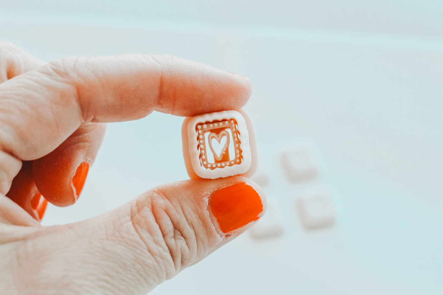 Handdrawn Heart Charm Extra Dainty Precision Clay Cutter Mirror Set