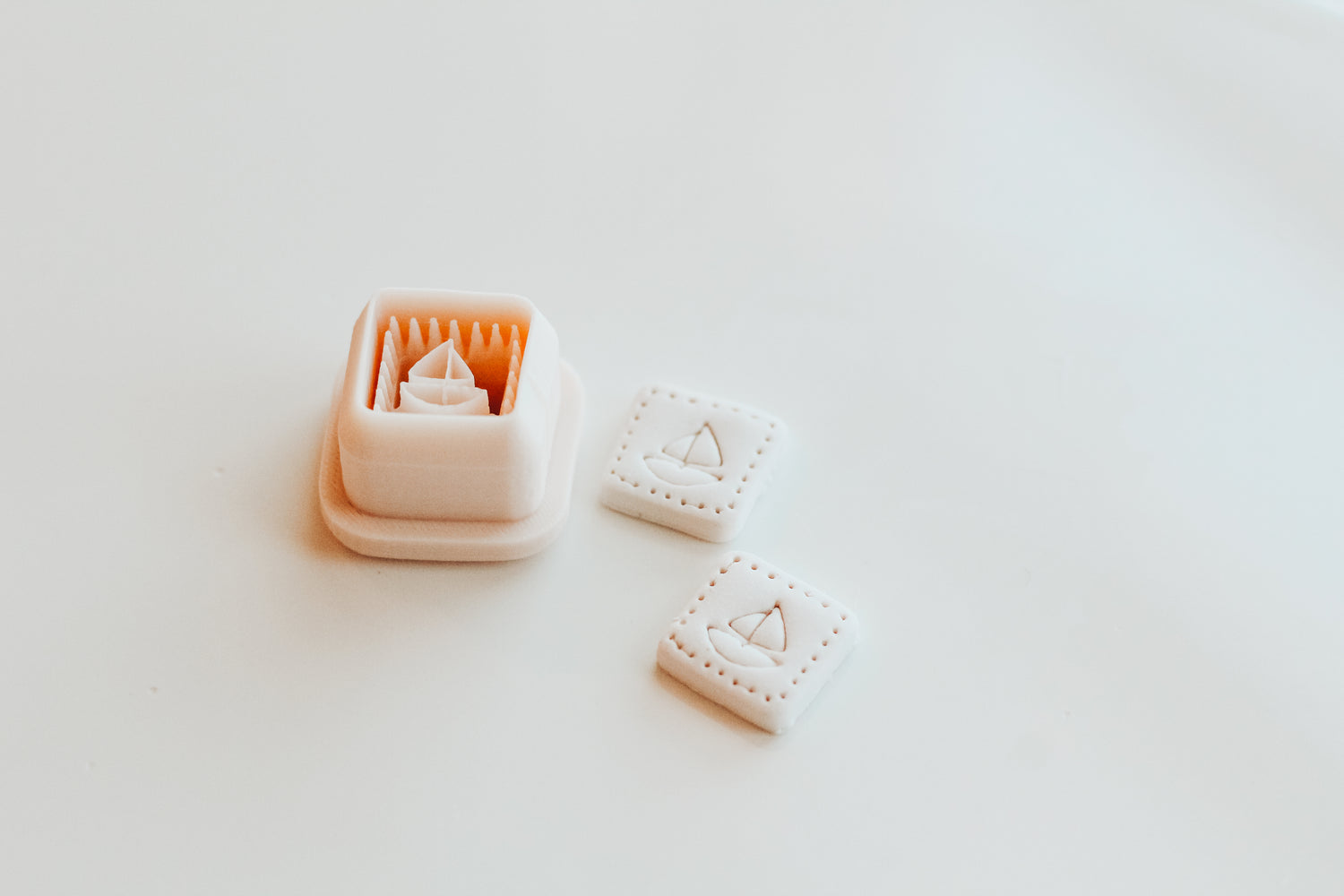 Sail Boat Charm Extra Dainty Precision Clay Cutter Mirror Set