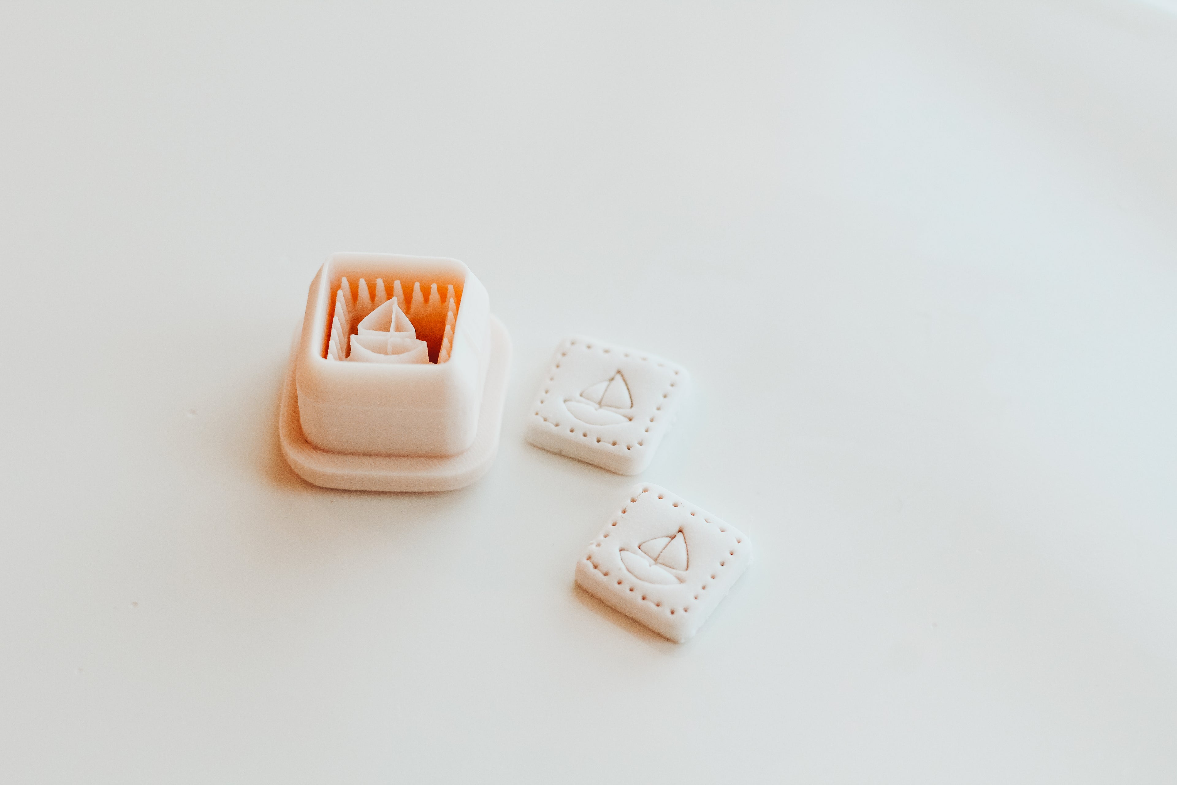 Sail Boat Charm Extra Dainty Precision Clay Cutter Mirror Set