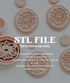 Digital product preview for a Creoclay STL file cutter, showing 3D renders of floral sunflower stamp cutters in a light peach-beige clay color on a light gray background, with white text overlay stating &