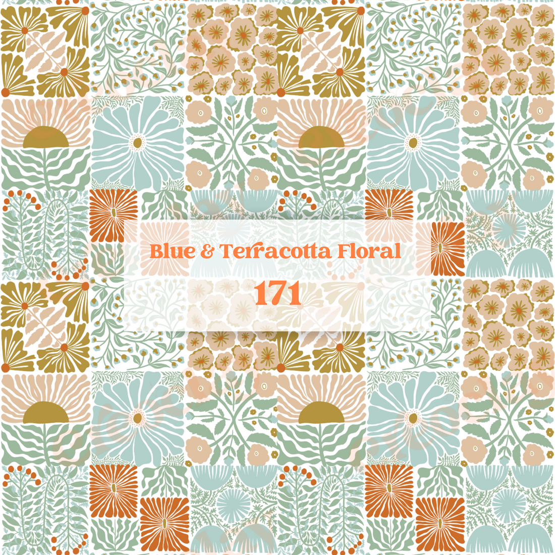 Transfer Paper 171 (Blue &amp; Terracotta Floral)