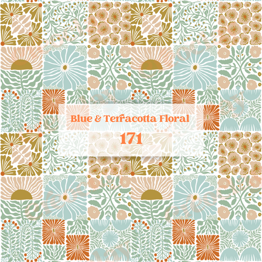 Transfer Paper 171 (Blue & Terracotta Floral)