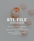 Digital preview of a 3D-printable flower-shaped clay cutter design, shown with several pale peach-pink flower cutters arranged on a light gray background. Large white text reads &