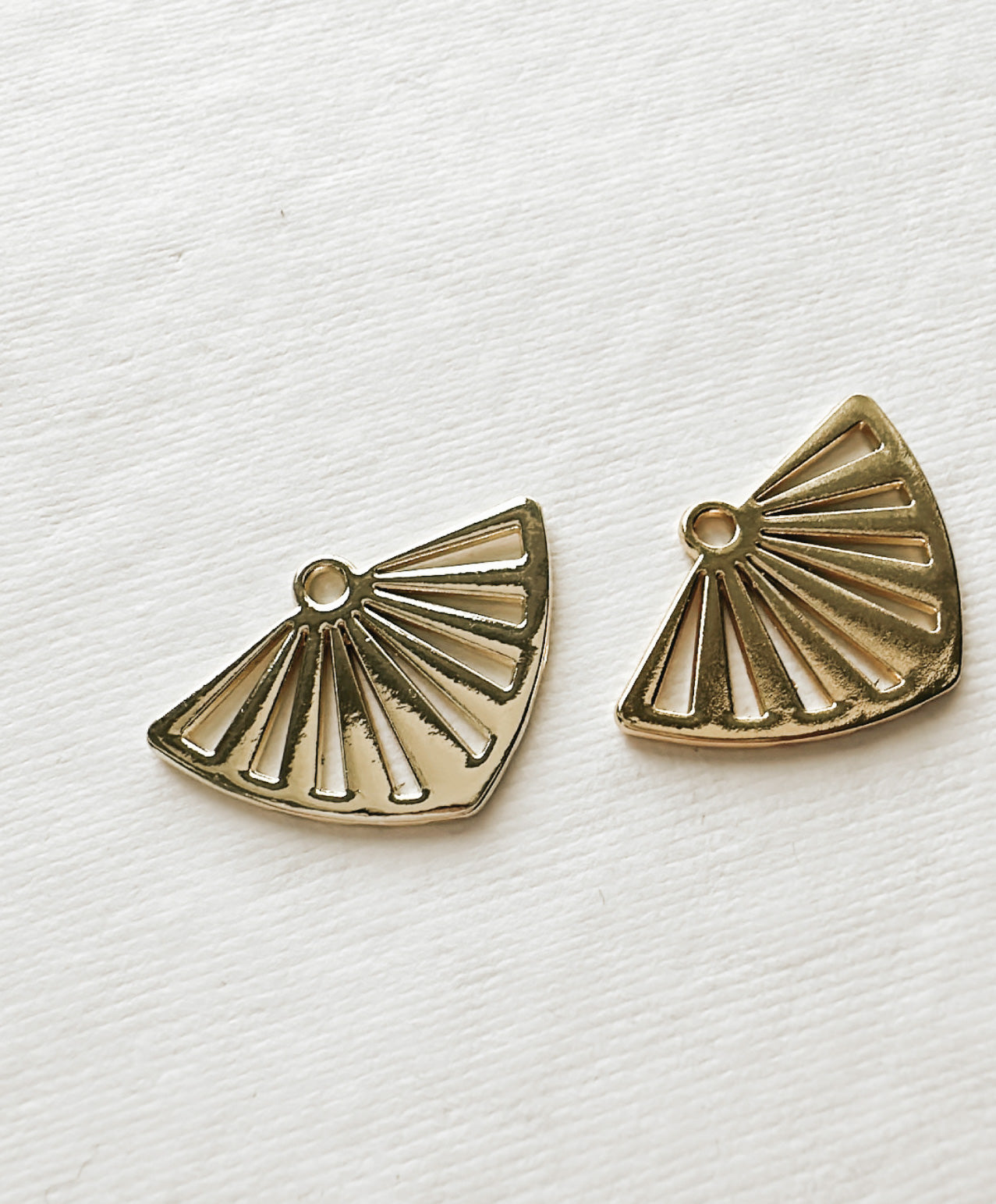 Alloy Gold Fan Charms (Set of 2)